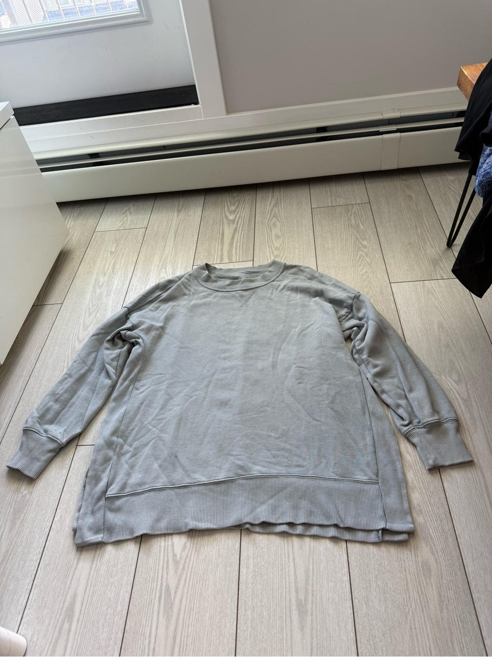 Aerie Good vibes oversized crewneck sweater long sleeve light blue side slit L